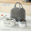 A set of three insulated lunch bags, including a main bag and two smaller containers, shown on a white surface.
