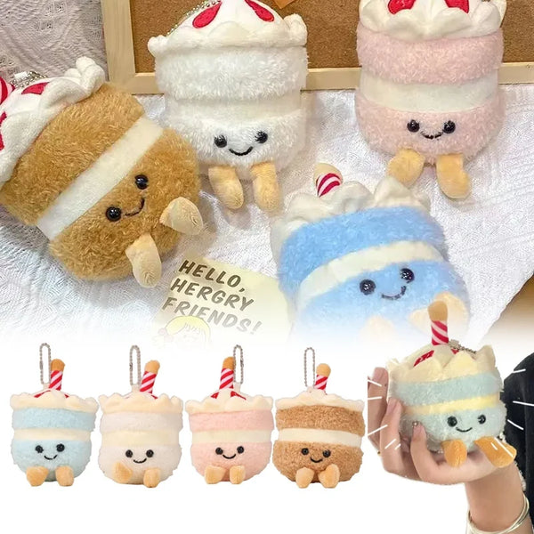 Collection de clés en peluche en forme de pain, de diverses couleurs et rayures.