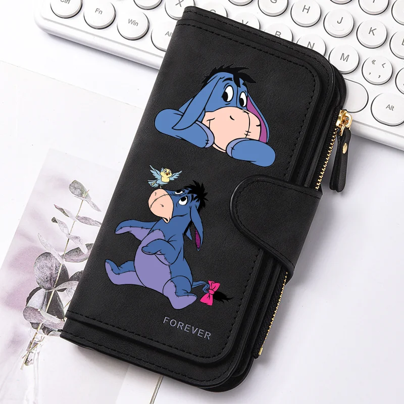 A black zippered pouch featuring illustrations of Blue and Stitch characters on a white background.