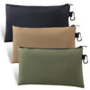 Three rectangular organizer tool kit bags in black, tan, and olive green fabric displayed side by side.