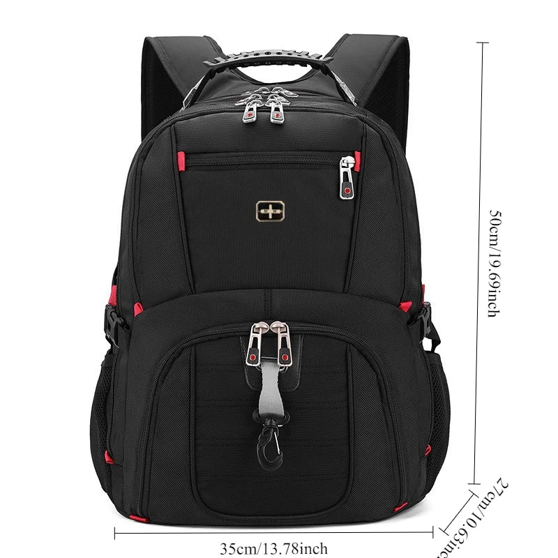 Black durable waterproof laptop backpack with adjustable straps and buckles