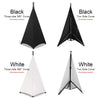 Various black and white flexible DJ light speaker stand covers shown in three-side and two-side configurations.