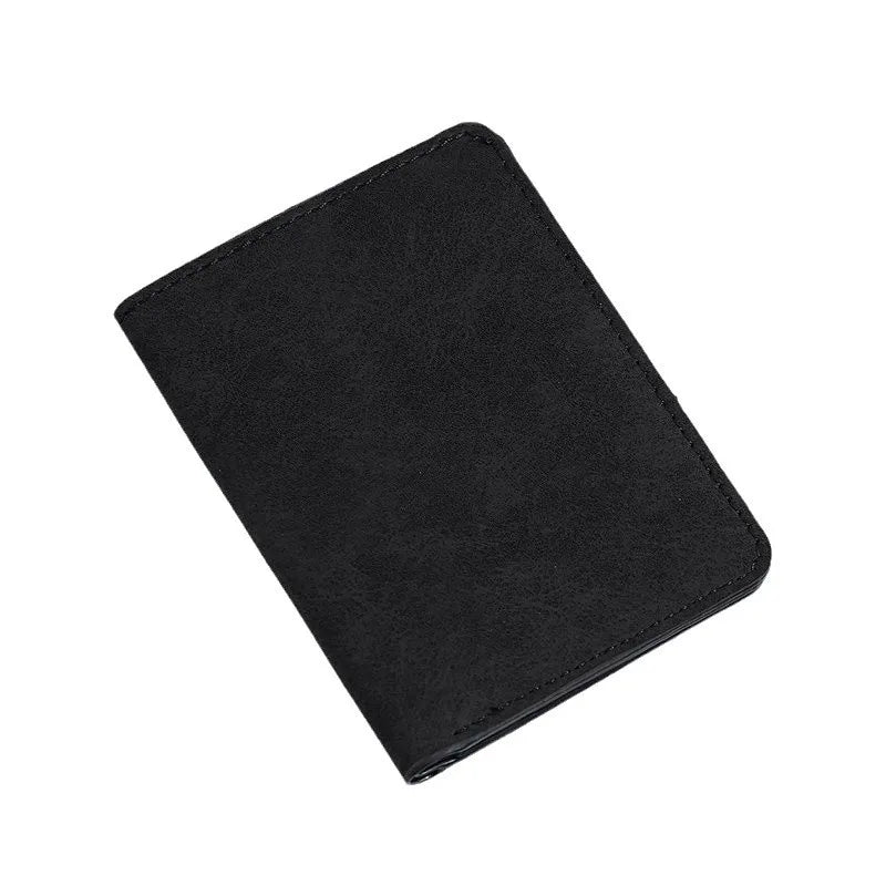 A black ultra-thin multi-slot card wallet shown from above.