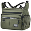 Olive green men's business crossbody bag with multiple zippered compartments