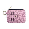 Pinkes Leopardenmuster-PU-Leder-Kartenvorrat mit goldfarbener Schnalle.