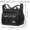 Black men's business crossbody bag with a random fabric pattern and alphabet print