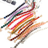 A collection of colorful resin stone bead chains in various shades and colors displayed against a white background.