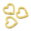 Three gold heart-shaped metal spring clasps for DIY jewelry and keychains