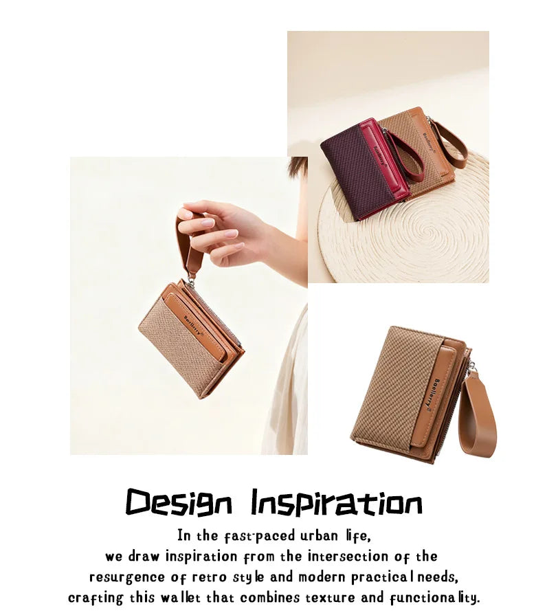 A brown leather zip-around wallet shown in various angles, highlighting its texture and design.