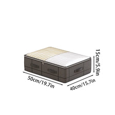 A rectangular foldable under-bed storage box with a window shown from above.