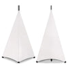 A white flexible stand cover for a DJ light speaker, shown in a triangular shape.