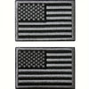 Two black embroidery patches featuring the American flag design.