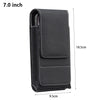 Black PU leather phone waist pouch with a belt clip shown in a vertical view.