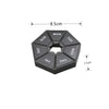 Black 7-day weekly pill organizer with a hexagonal design and a portable travel case.