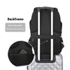 Sac à dos d'ordinateur portable anti-vol noir suisse, présenté sur une surface grise à motifs.