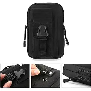 Black tactical EDC waist pouch belt designed to hold a phone and tools.