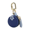 Marineblaue Frucht-Anhänger-Geldbörse Schlüsselanhänger mit goldener Schnalle und hellblauer Stoff.