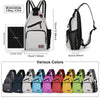 Various colors of a multi-use adjustable chest and shoulder bag for travel shown in different angles