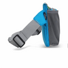 A blue and gray waterproof invisible waist pack designed for runners and travelers.