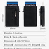 Black minimalist magnetic wallet with Airag Wallet branding shown next to a separate box.