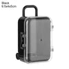 Black miniature doll suitcase with a clear lid and handle
