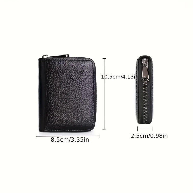 Black minimalist multi-card wallet with RFID protection shown in a side view.