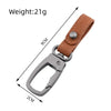 A brown genuine leather keyring keychain with a silver clasp and a small tag.