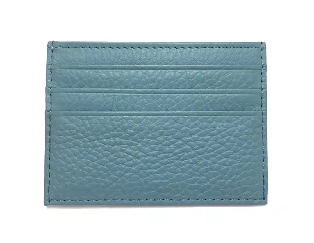 Rechteckige türkise Echtholz-Kuhleder-Ausweis- oder Wallet-Halterung.