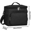 Black insulated canvas lunch bag with dual handles and zippered compartments