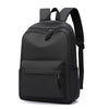 A black durable unisex leisure shoulder backpack with multiple zippered compartments.