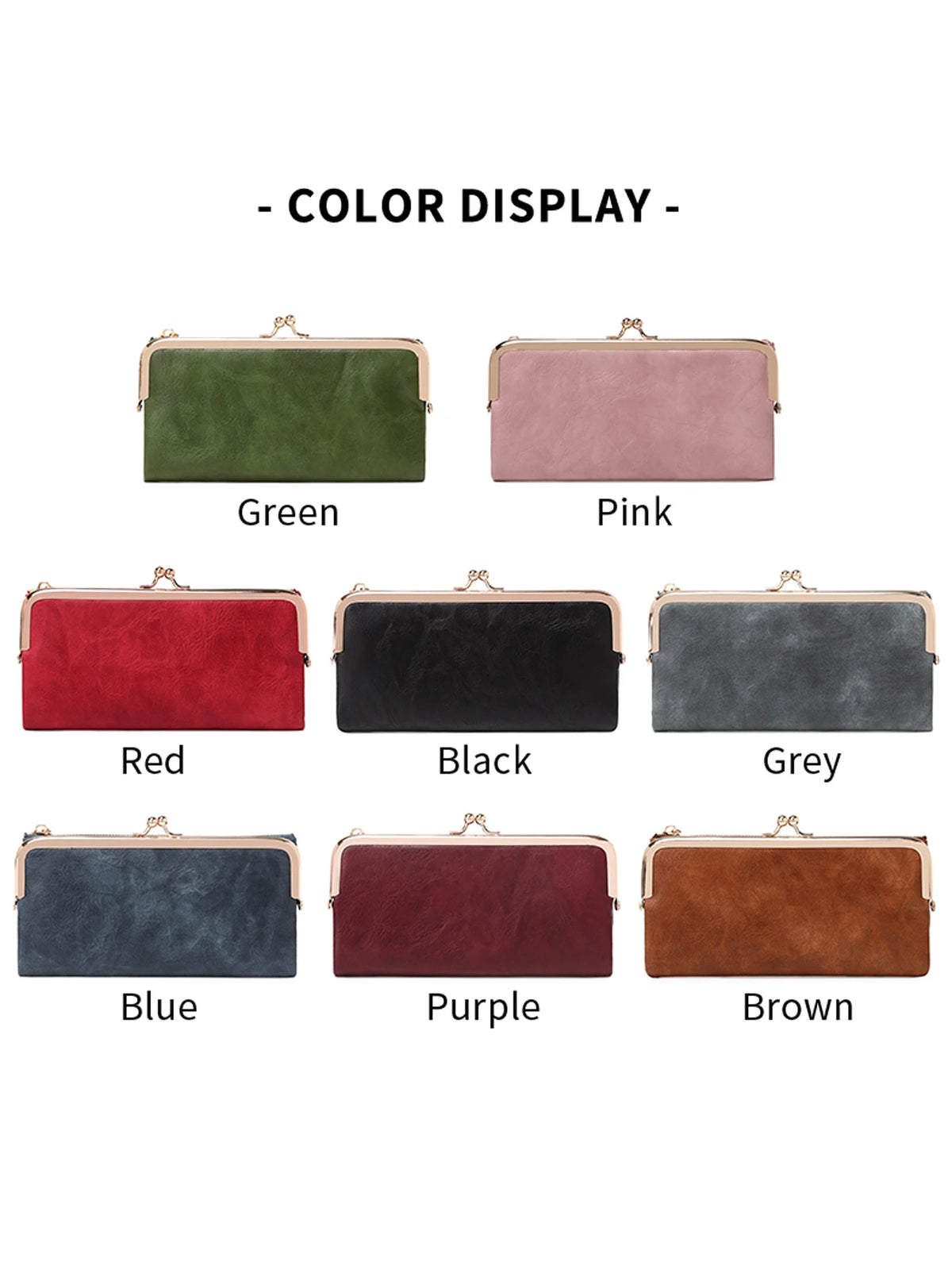 Präsentation von Vintage-Reißverschlusstaschen in verschiedenen Farben wie grün, pink, rot, schwarz, grau, blau, lila und bra
