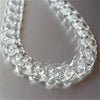 A close-up of a clear acrylic statement choker necklace for women