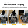 Bolsa multifuncional de estampado de leopardo mostrada en diferentes estilos: sobre el hombro, cruzada y portátil.