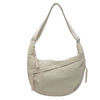 Helle beige Nylon-Crossbody-Tasche mit langer Schulterriemen