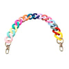 Acrylic chunky chain shoulder strap for handbags in a rainbow color gradient