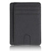 A black slim PU leather card holder wallet shown from the front.