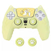 A light yellow silicone grip cover for a controller featuring a cat design and paw print buttons.