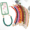 Handcrafted resin stone bead bag chain featuring a rainbow gradient of colorful beads.