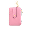 Pink silicone PU leather key chain wristlet wallet with gold hardware