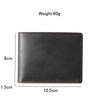 A dark brown men's bifold retro cowhide leather wallet shown from the top view.