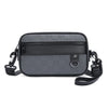A black men's PU leather crossbody bag with a quilted pattern and adjustable strap.