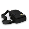 Black men's casual multi-pocket shoulder bag with a black strap and silver zipper pull.