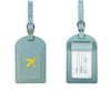 Light mint green PU leather passport holder with card slots and a small airplane charm