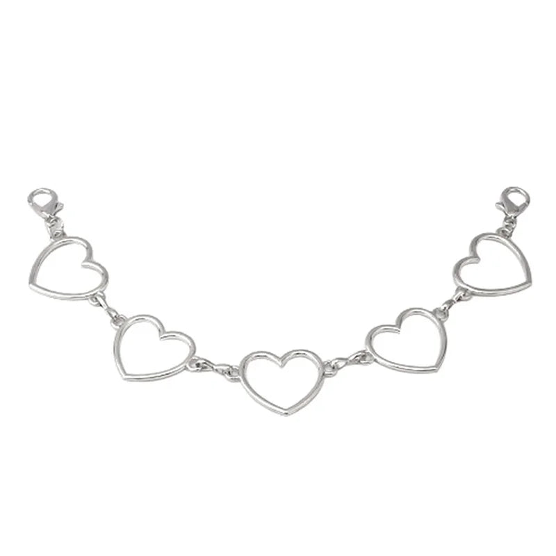 Silver decorative multi-layer chain strap with heart pendants for bags