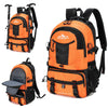 Orange waterproof hiking backpack shown in multiple views, including a full pack and a smaller version.