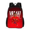 A red backpack with a black strap featuring the word YAMAL inside a graphic of a person.
