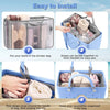 A set of mesh organizer inserts for tote bags showing how to install and use them.