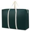 A dark green foldable waterproof storage bag with light beige straps.