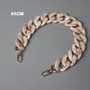 A 45cm light beige acrylic resin detachable bag chain strap with a silver clasp.