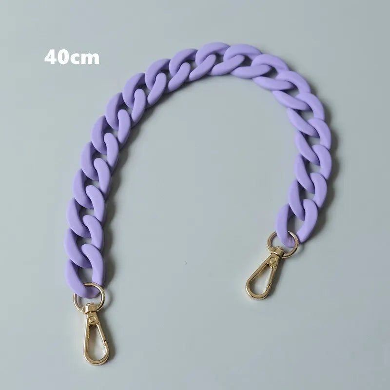 A purple braided chain strap measuring 40cm for handbags.